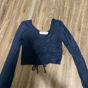 Emma & Sam blue long sleeve crop top